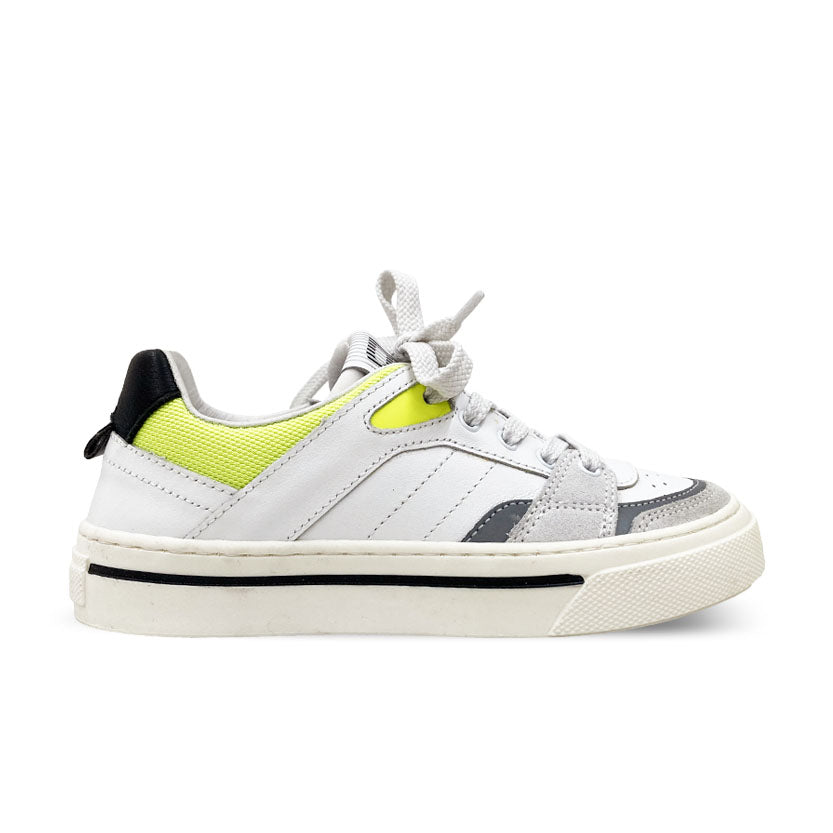 Sneakers con dettaglio giallo fluo e zip