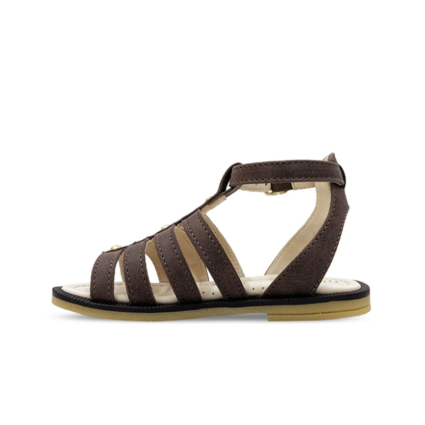 Sandalo gladiatore con dettaglio borchie oro
