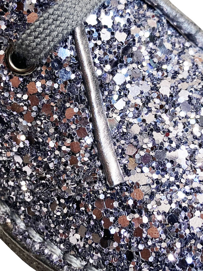 Polacchino clark in glitter argento
