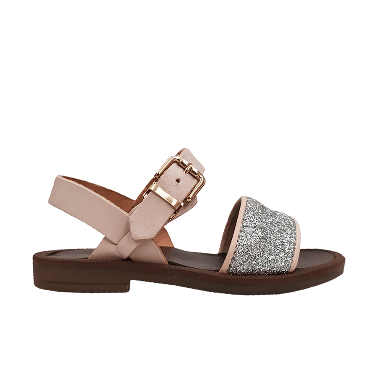 Sandalo rosa con dettaglio glitter fine argento